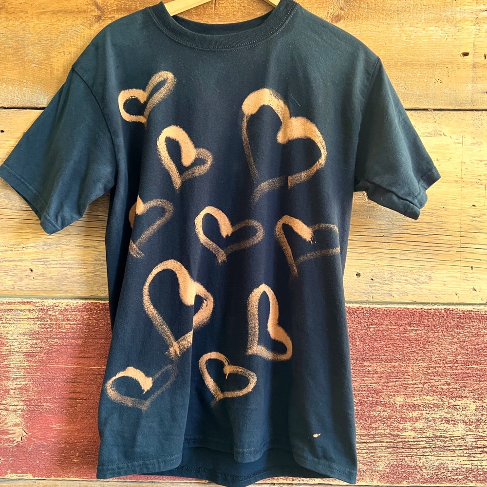 Bleach dyed graphic tee shirt